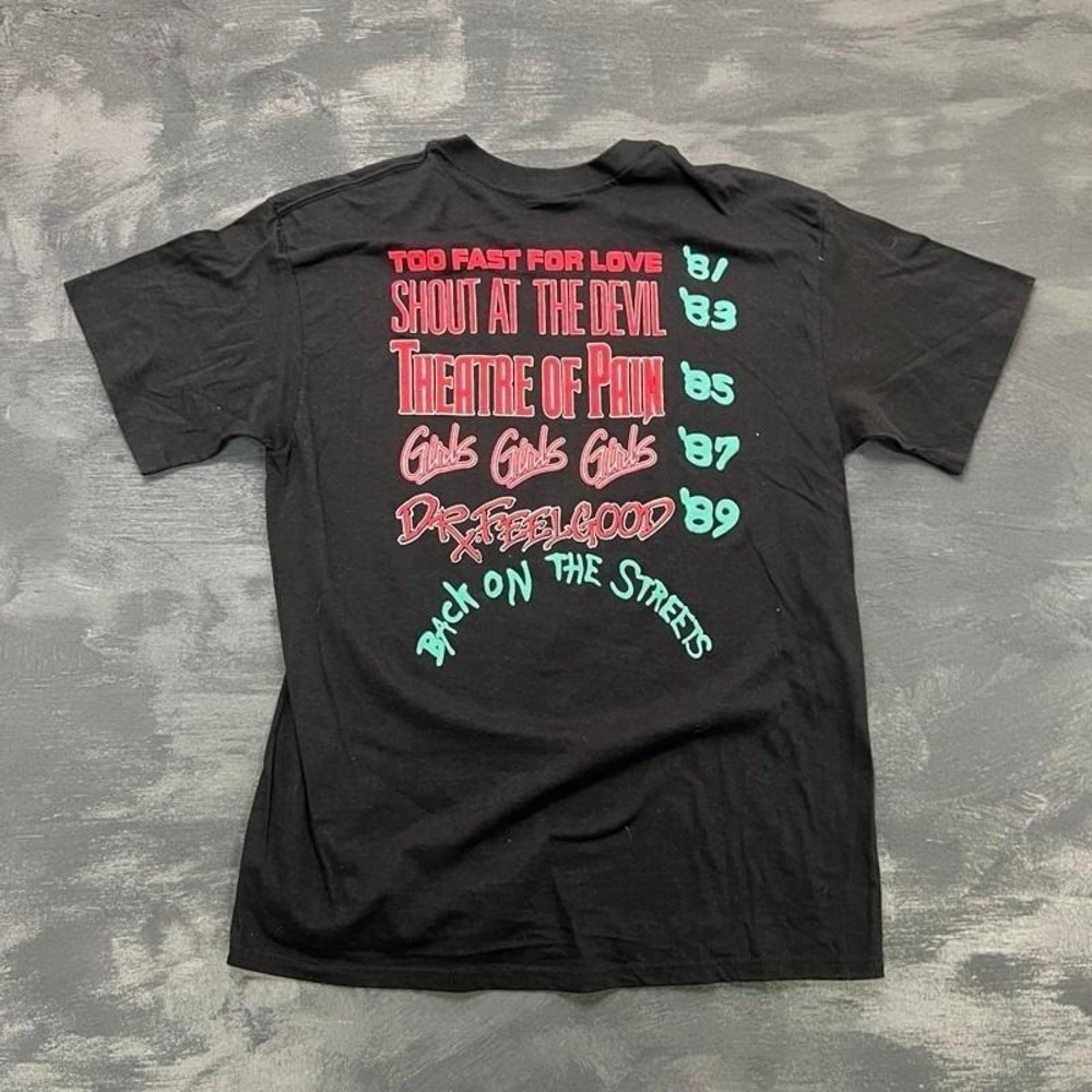 Vintage Motley Crue Shirt Mens XL Black 1989 Tour - Picture 6 of 10